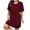 Wine, variant on Zpanxa Plus Size Women's Loose Fit Round Neck Short Sleeve Dress Solid Color Everyday T-Shirt Dress