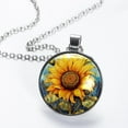 thumbnail image 2 of Sunflower seamless printing Glass Circular Pendant Necklace - Elegant Jewelry for Women, 2 of 5