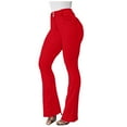 thumbnail image 2 of ZHOGXU Womens Flare Jeans With Pocket High Waist Solid Color Buttons Slim Casual Classic Denim Pants Trousers For Everyday Wear,Red,Xxxxxl, 2 of 5
