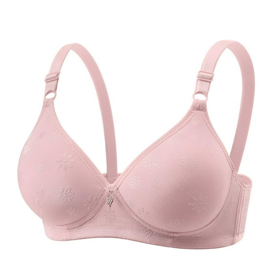 EchfiProm Womens Bras Pink Plus Size Bralette Wireless Older Women Push Up Bras for Ladies Unpadded 40B