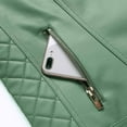 thumbnail image 5 of IROINNID Women's Faux Leather Jacket Savings Long Sleeve Notch Lapel Slim Fitted Biker Moto Jacket,Green, 5 of 7