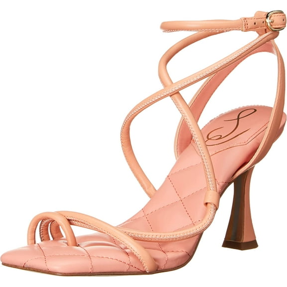 Sam Edelman Maven Clay Tubular Vamp Buckle Ankle Straps Flared Heeled Sandals (Clay, 5)