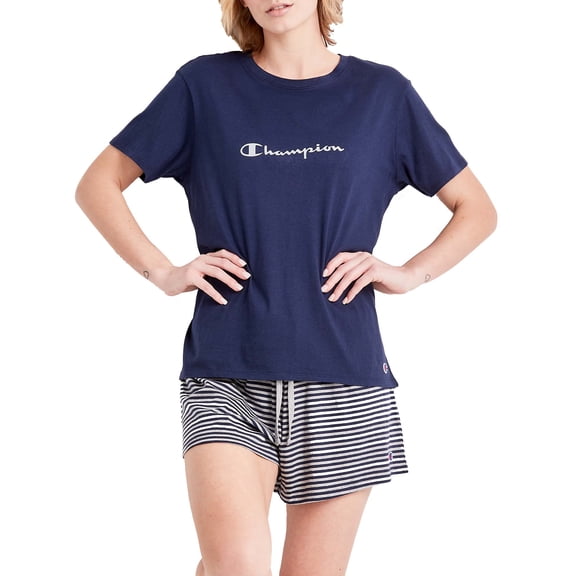Champion Women's Short Sleeve Tee and Sleep Short Set, 2pc