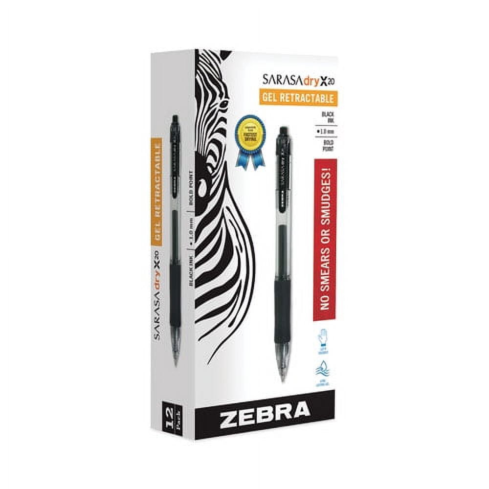 Sarasa Dry Gel X20 Gel Pen, Retractable, Bold 1 mm, Black Ink, Smoke Barrel, 12/Pack | Bundle of 2 Dozen