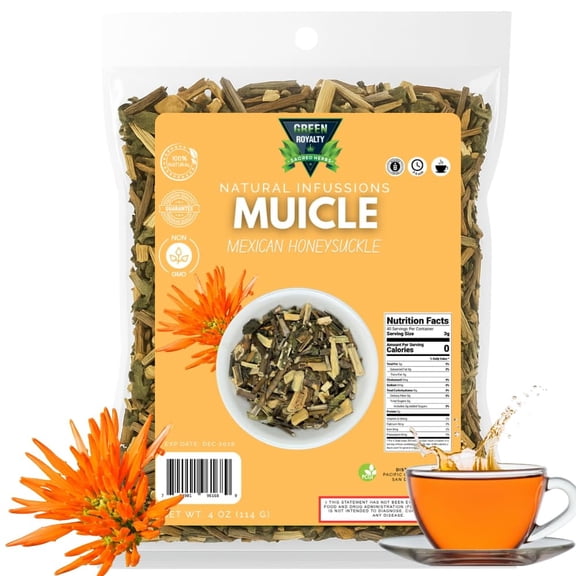 Green Royalty Muicle (Mexican Honeysuckle) Tea Leaves, 4 oz Natural Dried Herb for Hot or Iced Tea
