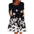 thumbnail image 1 of Robe Midi à Fleurs à Manches Courtes pour Femmes Grande Taille, Robe d'Été Évasée de Plage, 1 of 2