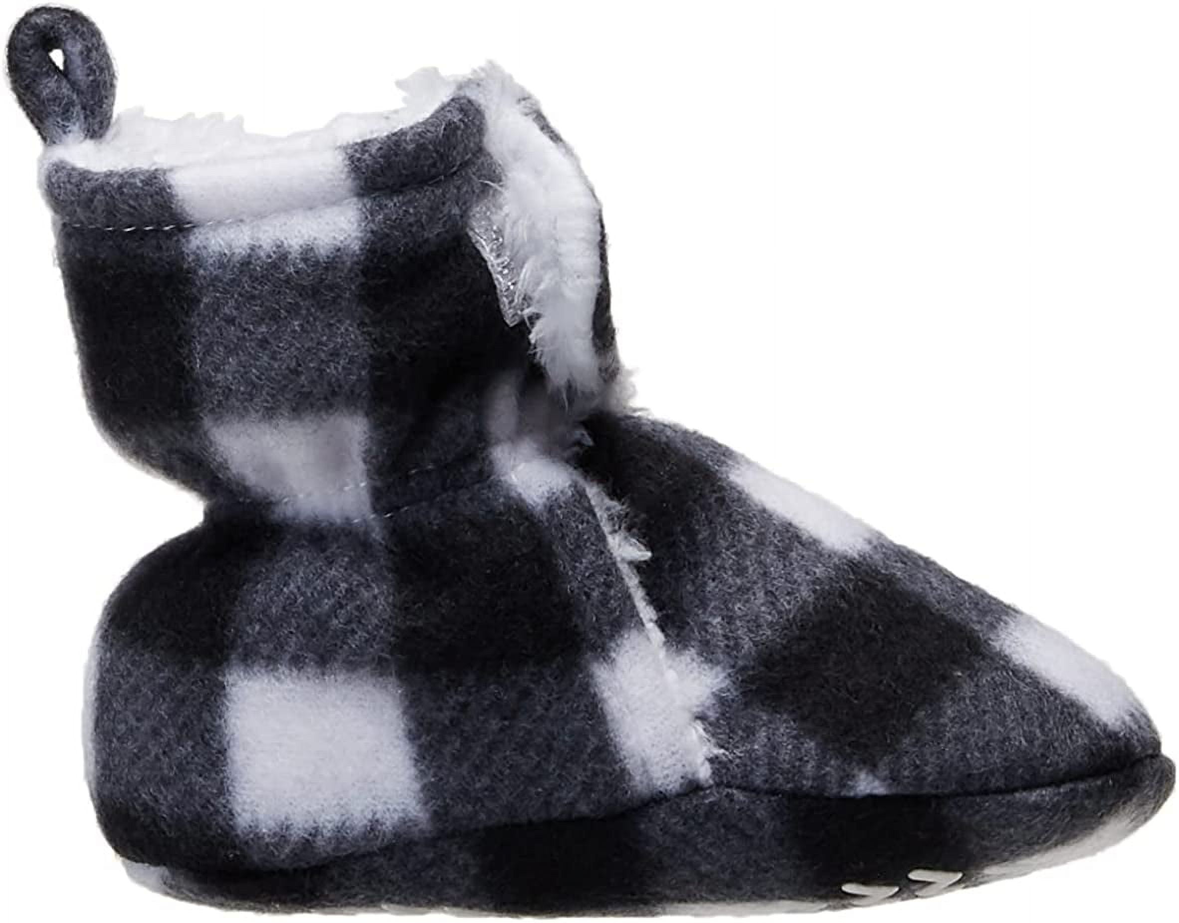 Hudson Baby Baby and Toddler Cozy Fleece and Faux Shearling Booties, Black White Plaid, 18-24 Months