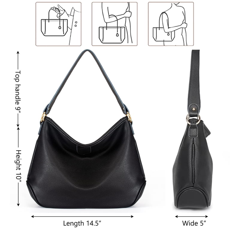 Montana West Soft Hobo Bag with Gold Hardware, Black photo 3
