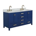thumbnail image 3 of Maklaine 60" Solid Wood/Marble Counter Top Double Vanity in Blue, 3 of 8