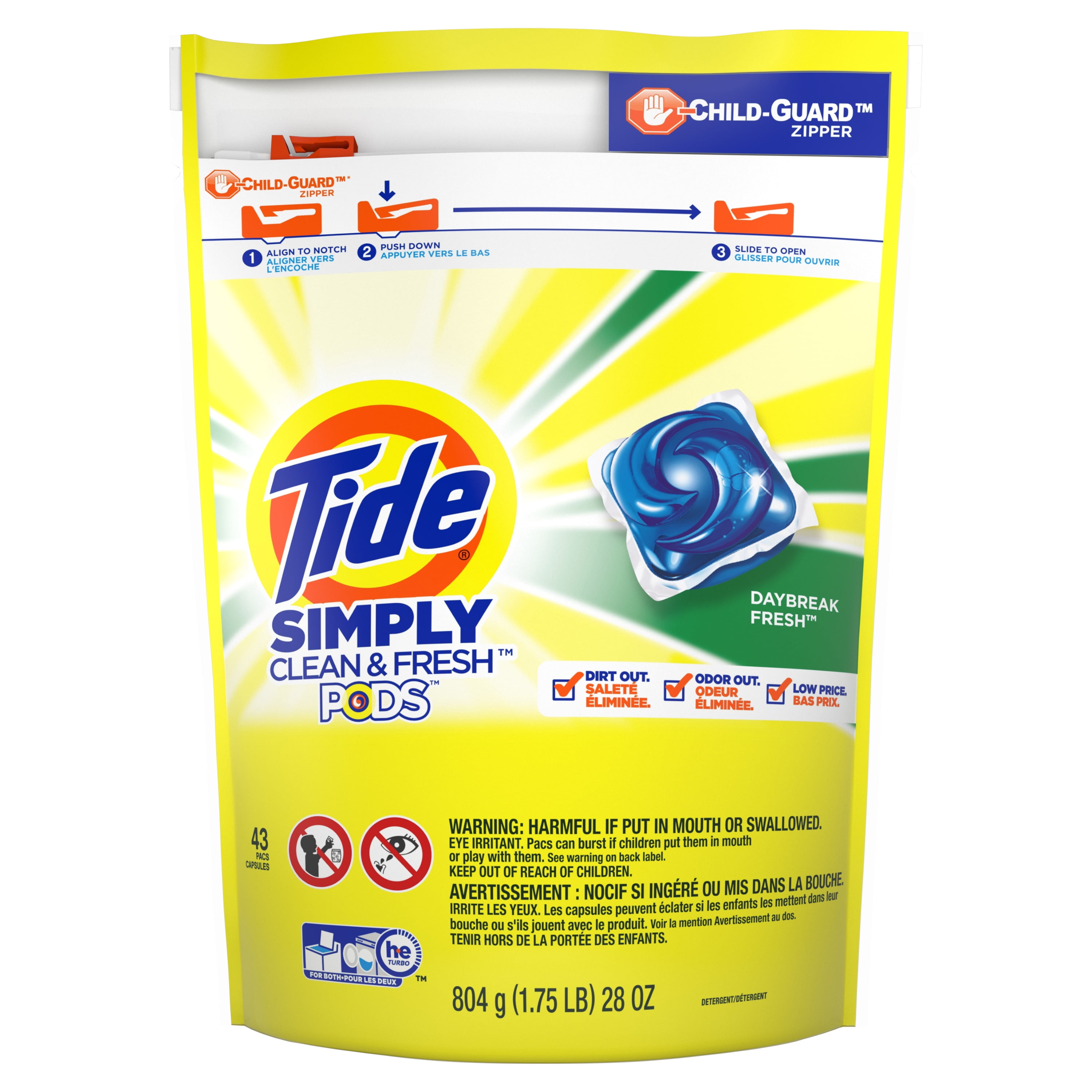 Tide PODS Simply Clean & Fresh, Liquid Laundry Detergent Pacs, Daybreak