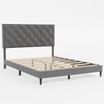 thumbnail image 4 of Homall Upholstered Platform Bed Frame, Mattress Foundation, Wood Slat Support, No Box Spring Needed, Queen, Platform Bed Only, Dark Grey, 4 of 7