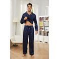 thumbnail image 3 of U2SKIIN Mens Silk Pajamas, Long Sleeve Men Satin Pajamas Set Striped Button Down 2-Piece Pjs Set,(Navy Stripe,M), 3 of 6