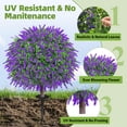 thumbnail image 3 of Set of 2 Artificial Boxwood Topiary Ball with Lavender Flowers, UV Resistant Faux Bushes with Ground Spike, Indoor Outdoor Porch Garden Decor, 3 of 6