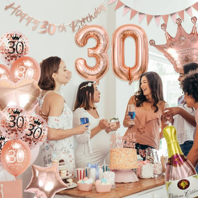 30th Birthday Purple Party Decorations Pack - Banner, Balloons & Swirls For 30th Birthday Party