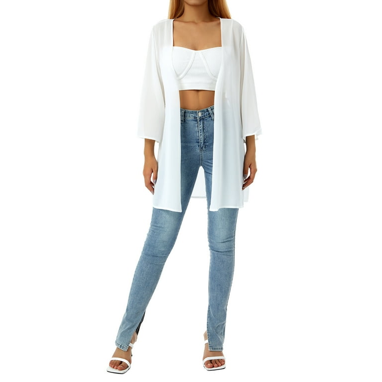 White chiffon hotsell kimono jacket