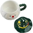 thumbnail image 2 of Santa Claus Ceramic Mug with Lid Christmas Coffee Mug Santa Tea Cup Cute Xmas Drinking Cup Holiday Gift for Women Men, 2 of 7