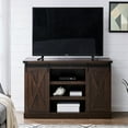 thumbnail image 2 of EDYO LIVING Farmhouse Barn Door TV Stand for TVs Up to 65", Entertainment Center with Storage Cabinet, Media Console for Living Room, Dark Brown, 2 of 6