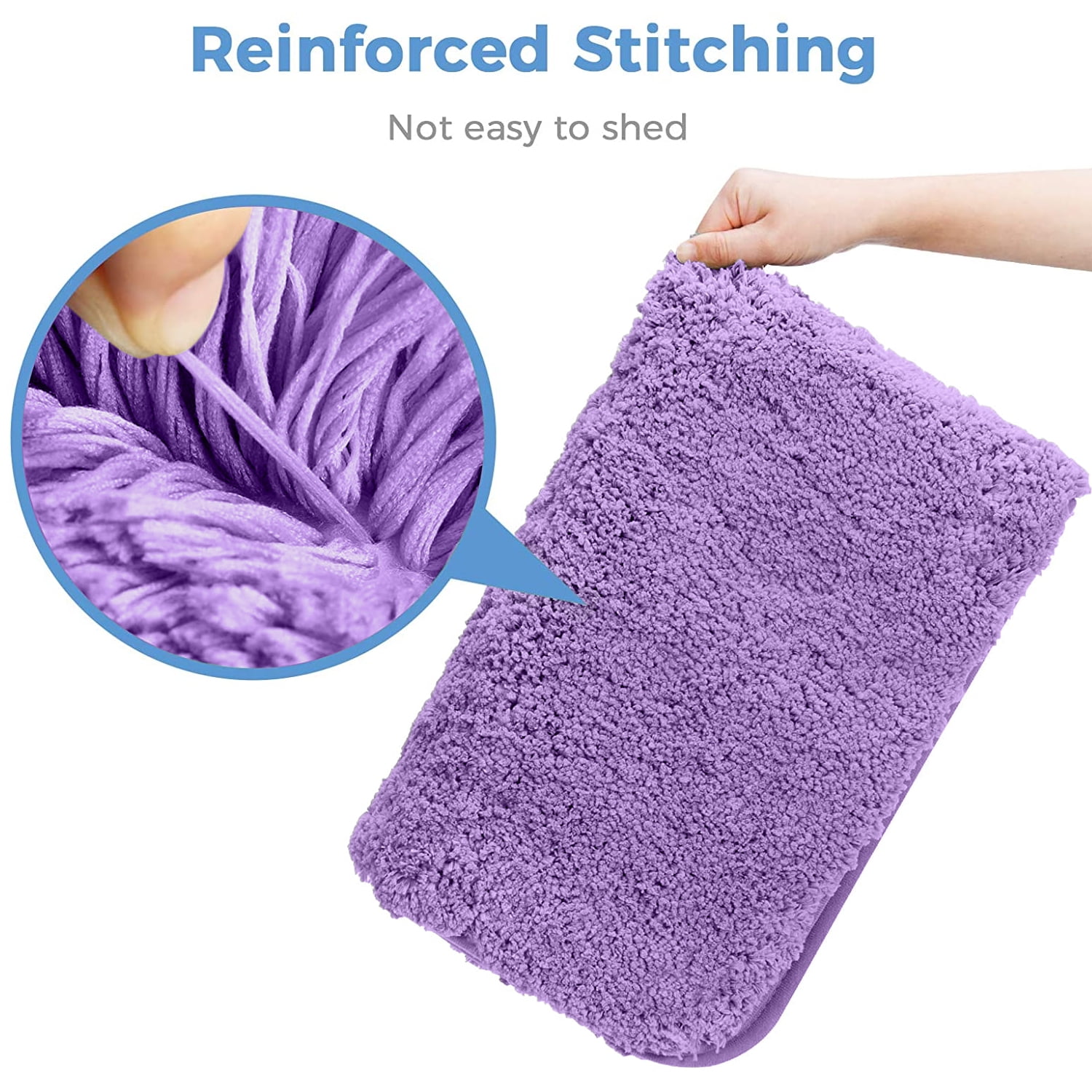 Bath Rugs for Bathroom Non Slip, Microfiber Washable Lavender Large Bathroom Mat, Absorbent Shaggy Shower Floor Mat, Bath Rug Runner 16"X24"
