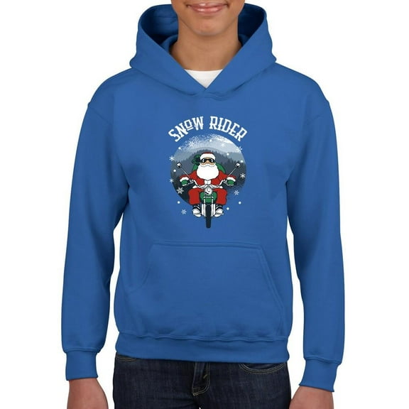 Snow Rider Santa Hoodie Juniors -Smartprints Designs, Small