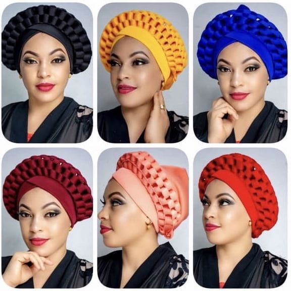 Leaveforme Women Solid Color Head Scarf Hat Wide Band Adjustable Soft African Nation Style Turban Hat Extra Large Head Wear