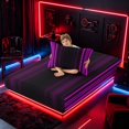 thumbnail image 4 of meiyoeat Modern Purple Striped Twin Sheet Sets, Luxury Dark Gradient Bedding for Boys, Purple, 3-Piece, 1 Flat Sheet, 1 Fitted Sheet and 1 Pillowcase, 4 of 6