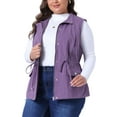 thumbnail image 4 of Agnes Orinda Women's Plus Size Sleeveless Anorak Cargo Coats Zip Button Drawstring Waist Vest Jackets 3X Purple, 4 of 5