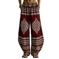 thumbnail image 2 of Mifsaly Ethnic Tribal Print Harem Pants Women High Waist Wide Leg Pant Summer Vacation Casual Trendy Boho Outfits with Pockets XL, 2 of 7