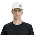 thumbnail image 4 of ZICANCN Alphabet R Pattern Baseball Caps, Trucker Hats for Men And Women, Adjustable Breathable Flat Caps, White, 4 of 6