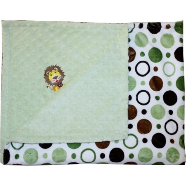 1BPGCGD-M Couverture Lion Minky - Imprimé Cercle Vert & Brun avec Point Sauge