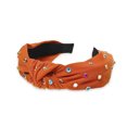 thumbnail image 1 of Langgg Bandeau de Mode avec Nœud Papillon, Bandeau Orné avec Strass, Grand et Réglable pour Femmes et Filles, Orange Rouge, 1 of 6