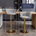 thumbnail image 2 of ZAFLY Adjustable Barstools, 360 Degree Swivel Bar Stool with Back at Counter Height Set of 8, Velvet Gold Bar Chair, Non-Slip Base Bar Stools for Pub/Kitchen (Dark Grey), 2 of 6