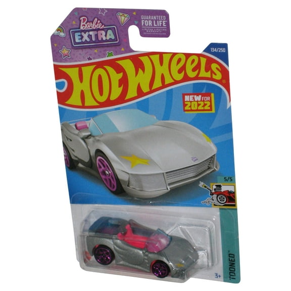 Hot Wheels Tooned 5/5 (2022) Barbie Extra Silver Toy Car 134/250