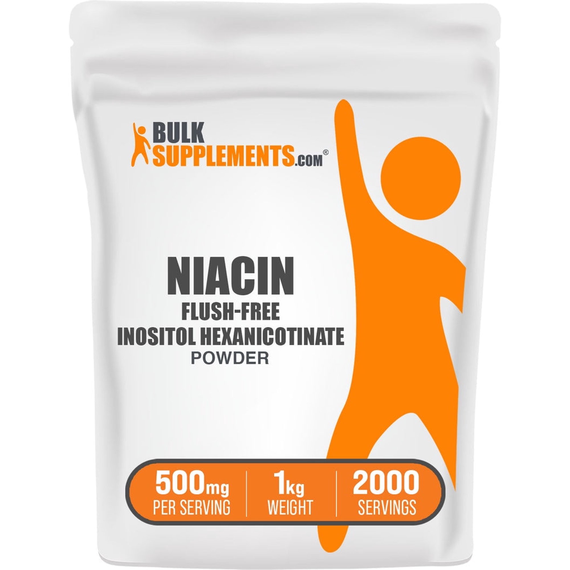 BulkSupplements Flush Free Niacin (Inositol Hexanicotinate) Powder- 500mg per Serving - 1 Kilogram (2.2 lbs) - 2000 Servings