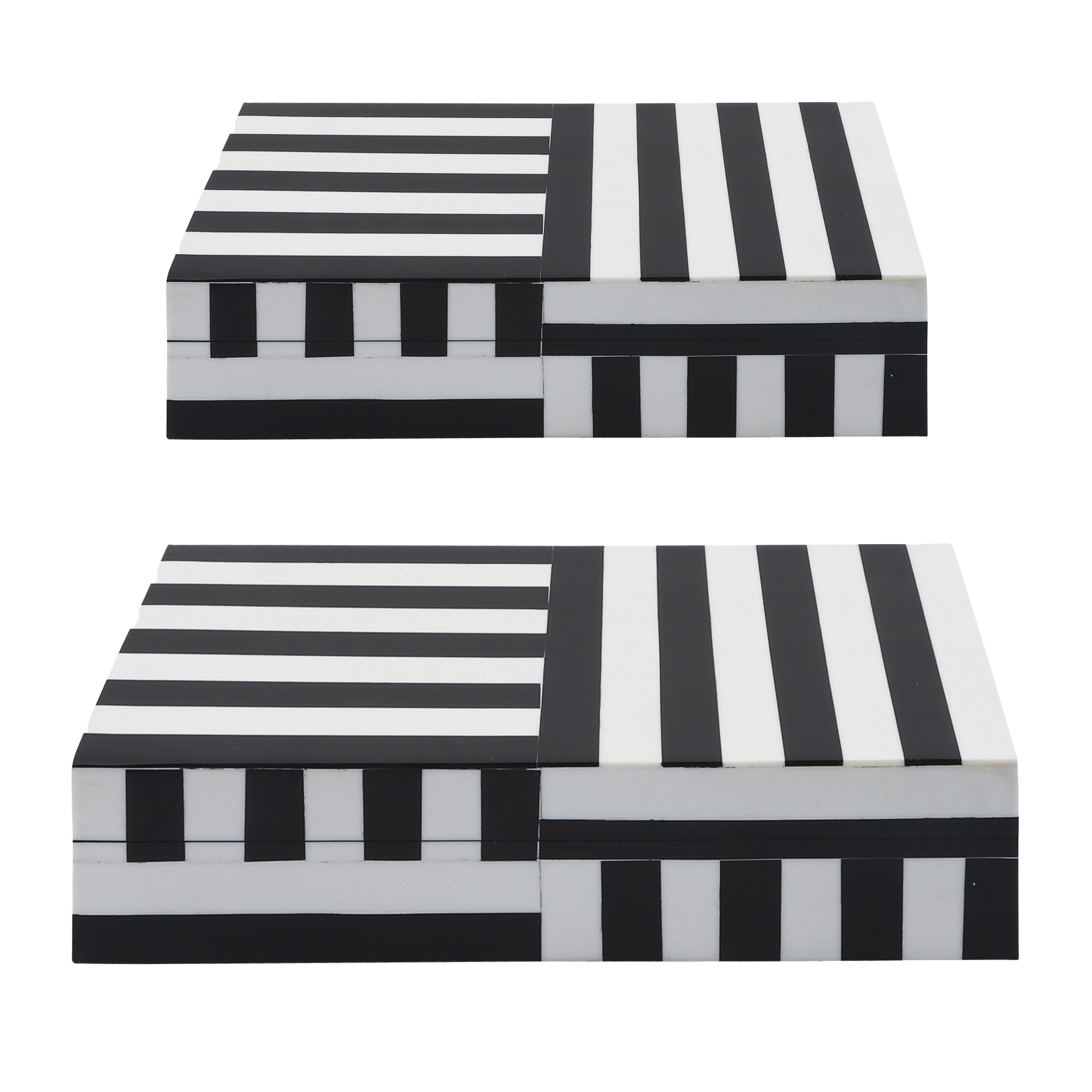 Sagebrook Home Resin (Set of 2) 10/12 Harlequin Boxes Black/White