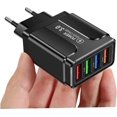 thumbnail image 2 of Cargador de teléfono USB portátil, 4 puertos, carga rápida, adaptador de enchufe de pared compacto, carga inalámbrica (1 unidad, negro), 2 of 5
