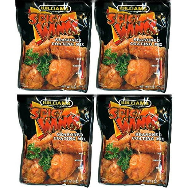 Williams Spicy Wings Seasoned Coating Mix Spicy HOT 5 Oz (4Pack