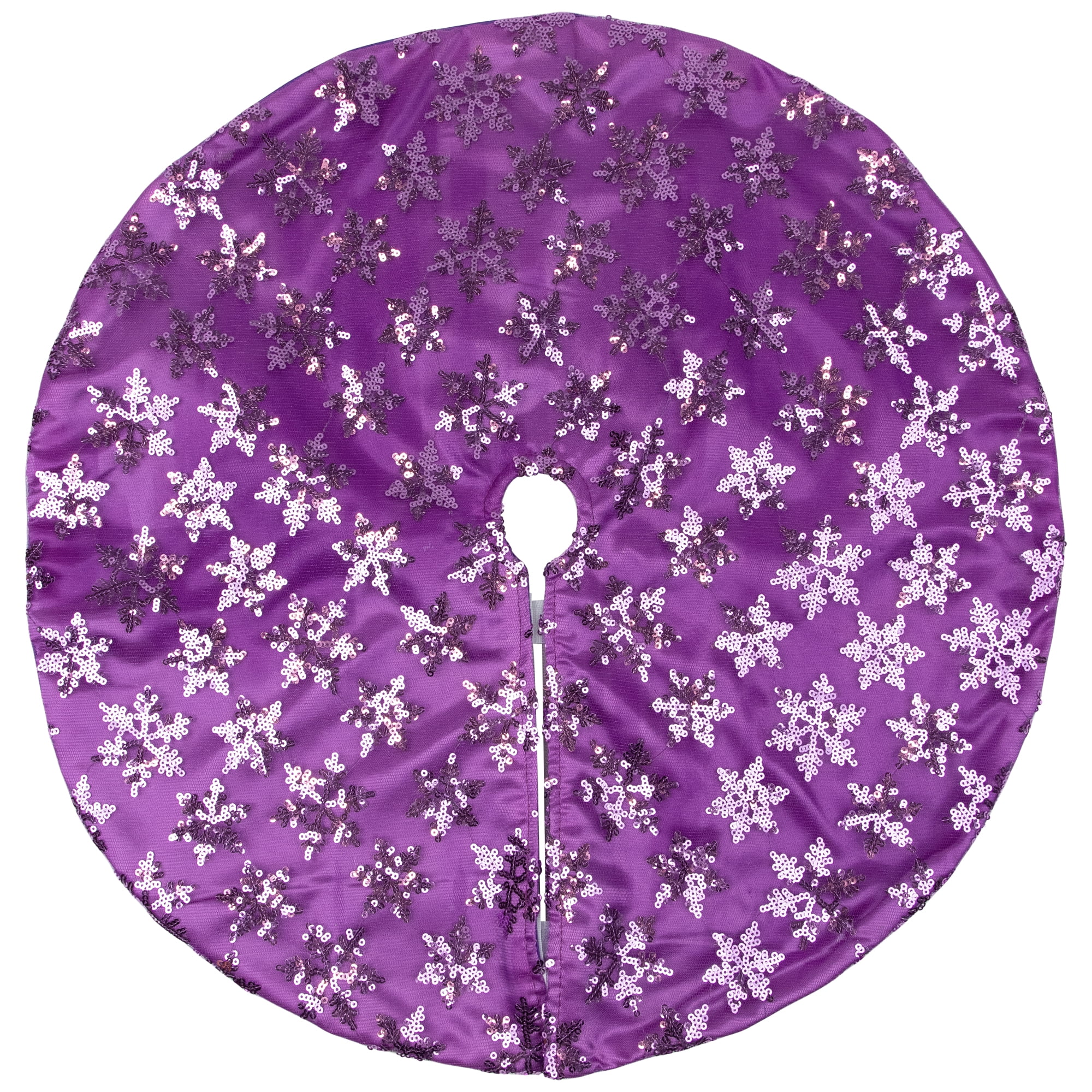 20" Decorative Purple Sequin Snowflake Pattern Mini Christmas Tree Skirt