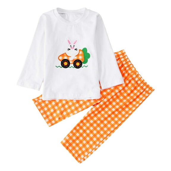 BOOMNY Easter Toddler Boys Outfit Sets 2 Peice Outfits for Kids Cartoon Bunny Print Long Sleeve Tops Pants Cozy Soft Clothing for Child