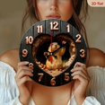 thumbnail image 2 of 2D Flat 1pc 11.81Inch Wooden Marmot Hazelnut Wall Clock - Silent Non-Ticking Battery-Powered Round Clock with Cute Marmot Hands, Large Black_Golden Numbers, Artificial Wood Frame Room,, Living Room, 2 of 7