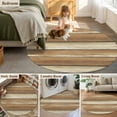 thumbnail image 5 of Round Rugs 4 Ft, Brown Khaki Wooden Non Slip Area Rugs for Kitchen Bedroom Entryway, Vintage Farmhouse Retro Art Washable Carpet Runner Rug Floor Mats for Bedroom Home Decor, 5 of 8