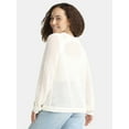 Time and Tru Women's Open Work Sweater with Long Sleeves, Sizes XS-XXXL