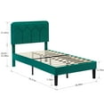 thumbnail image 3 of VECELO Twin Size Bed Frame with Adjustable Headboard, Upholstered Platform Bed Frame with Wooden Slats Support, No Box Spring Needed, Dark Green, 3 of 11