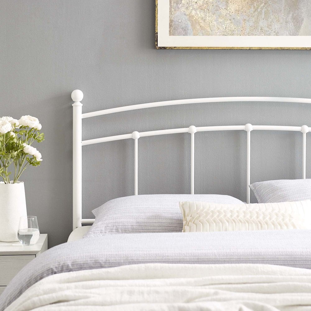 Modway Abigail Modern Farmhouse Twin Metal Spindle Headboard in White