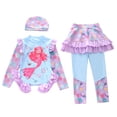 thumbnail image 4 of HUAXUN Girls 3 Piece Swim Set,UPF Sun Protective Long Sleeve Rash Guard & Ruffle Long Pants with Cap, Full Coverage Swimsuit for Girls(Light Blue3,4-5 Years), 4 of 4