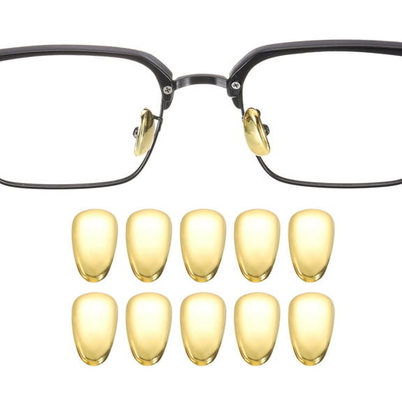 Uxcell 5 Pairs Eyeglass Nose Pads 0.55 inch Polyvinyl Chloride Nose Grips for Glasses Gold