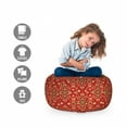 thumbnail image 2 of Traditional Storage Toy Bag Chair, Ethnic Pattern with Folkloric Ornaments with Blurry Effect Forms, Stuffed Animal Organizer Washable Bag, Large Size, Vermilion and Multicolor, by Ambesonne, 2 of 3