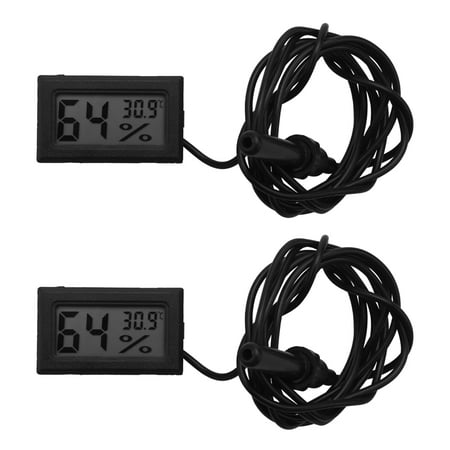 

2X Mini LCD Digital Thermometer Hygrometer Convenient Temperature Sensor Humidity Meter Gauge Instruments Cable Black