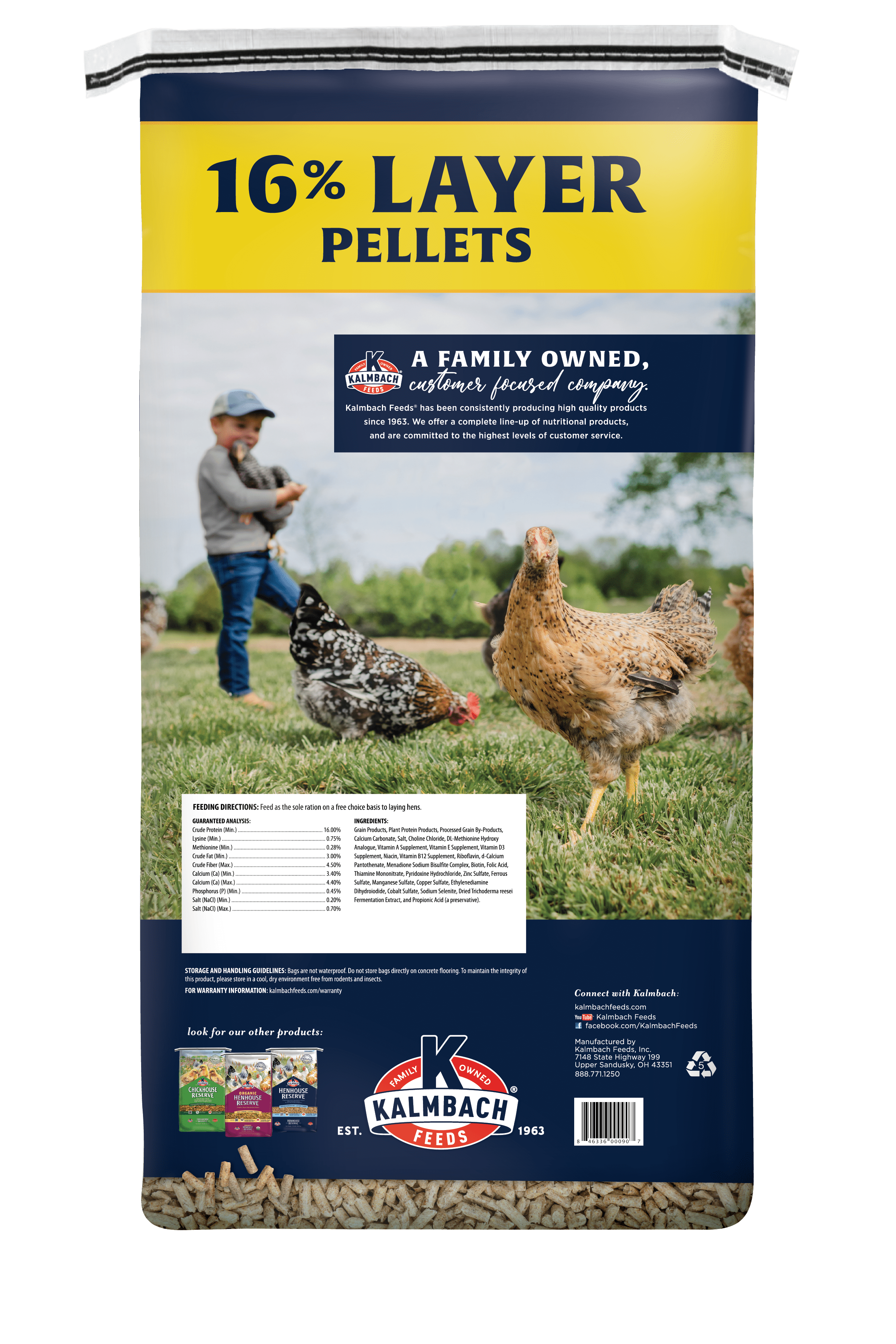 (3 pack) Kalmbach Feeds All Natural 16% Layer Crumbles Chicken Feed, 50 lb