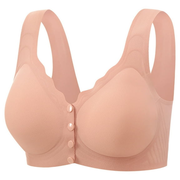 Ahdbta Bra for Seniors Front Button Closure Bras Older Women No Underwire Easy Close Bra Full Coverage Soft Cup Sleep Bra