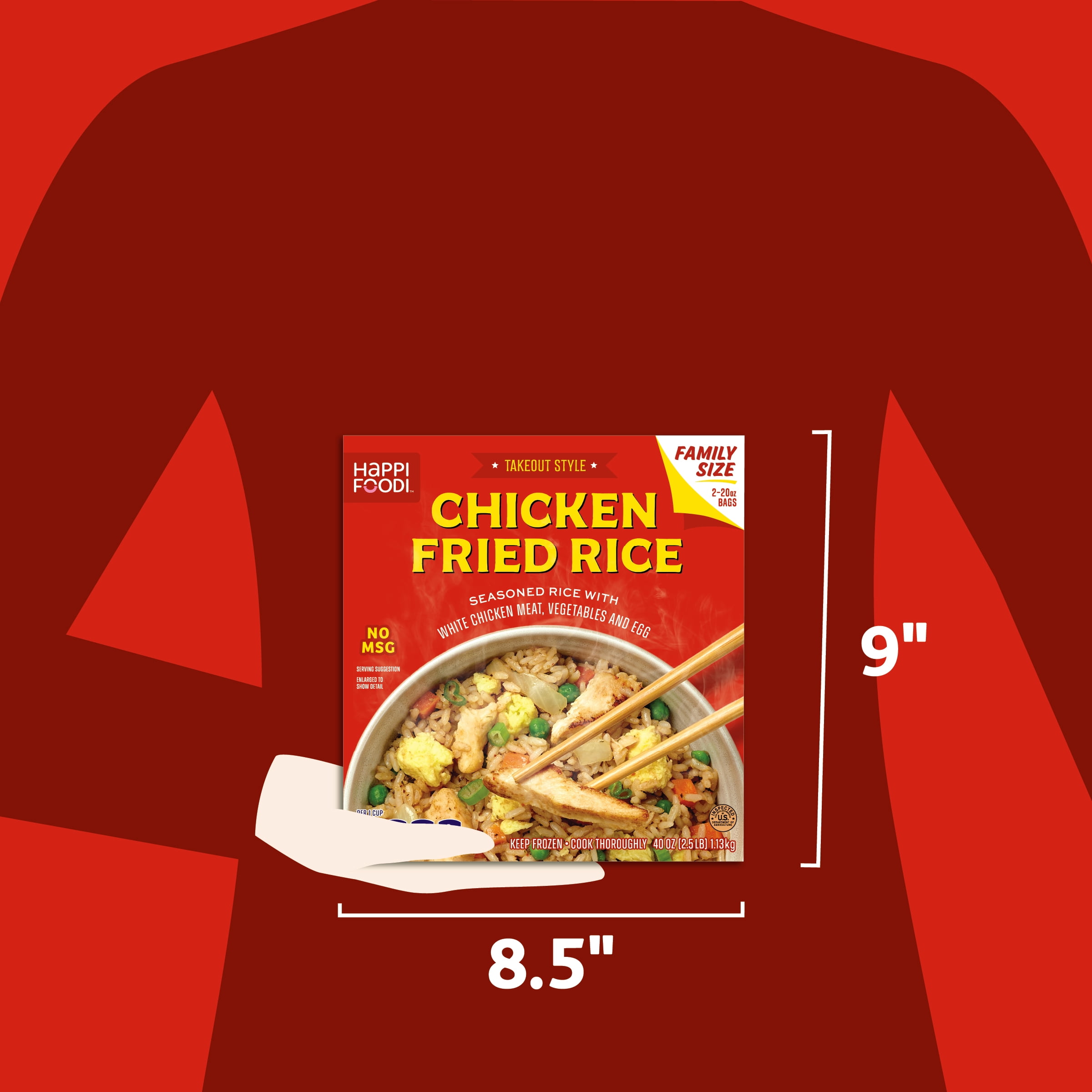 Happi Foodi Chicken Fried Rice - Frozen Family Size Rice Meal - 40 oz